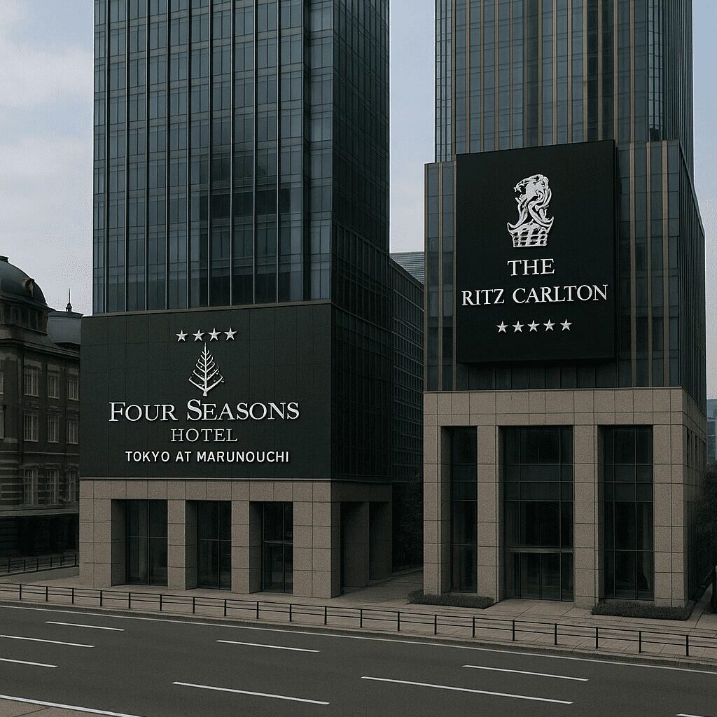 フォーシーズンズホテル丸の内東京、東京ミッドタウン内のザ・リッツ・カールトン東京